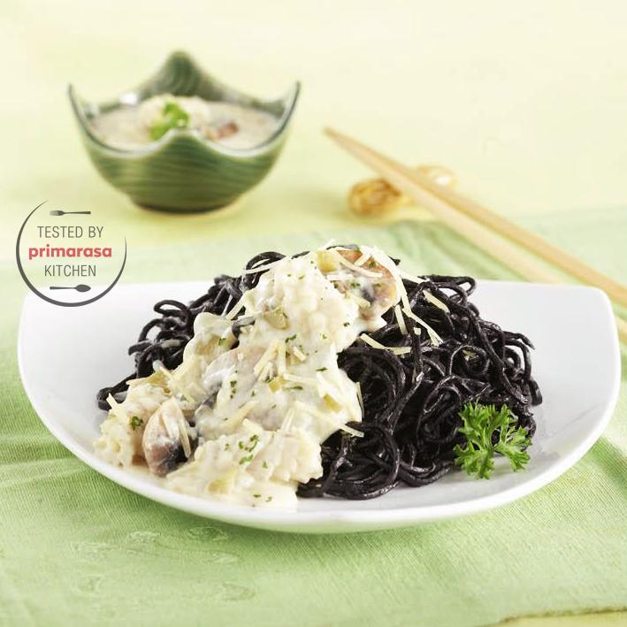Resep Mi Hitam Saus Putih
